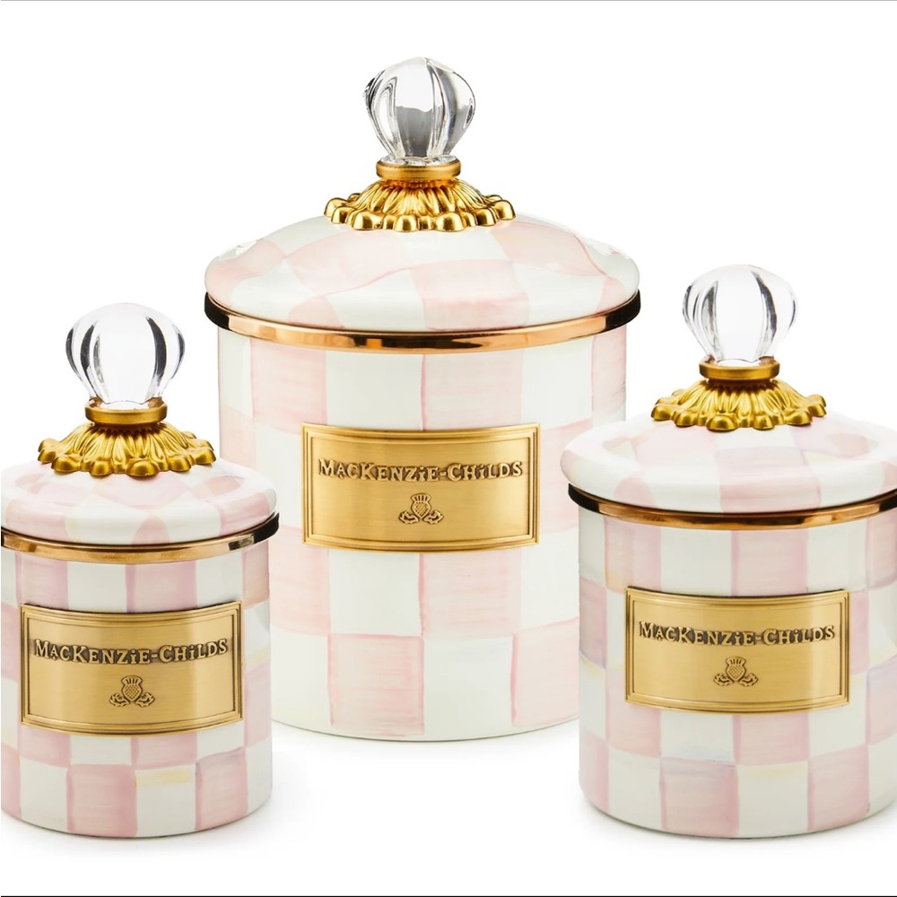 MacKenzie-Childs Pink and Gold  Canister Set
